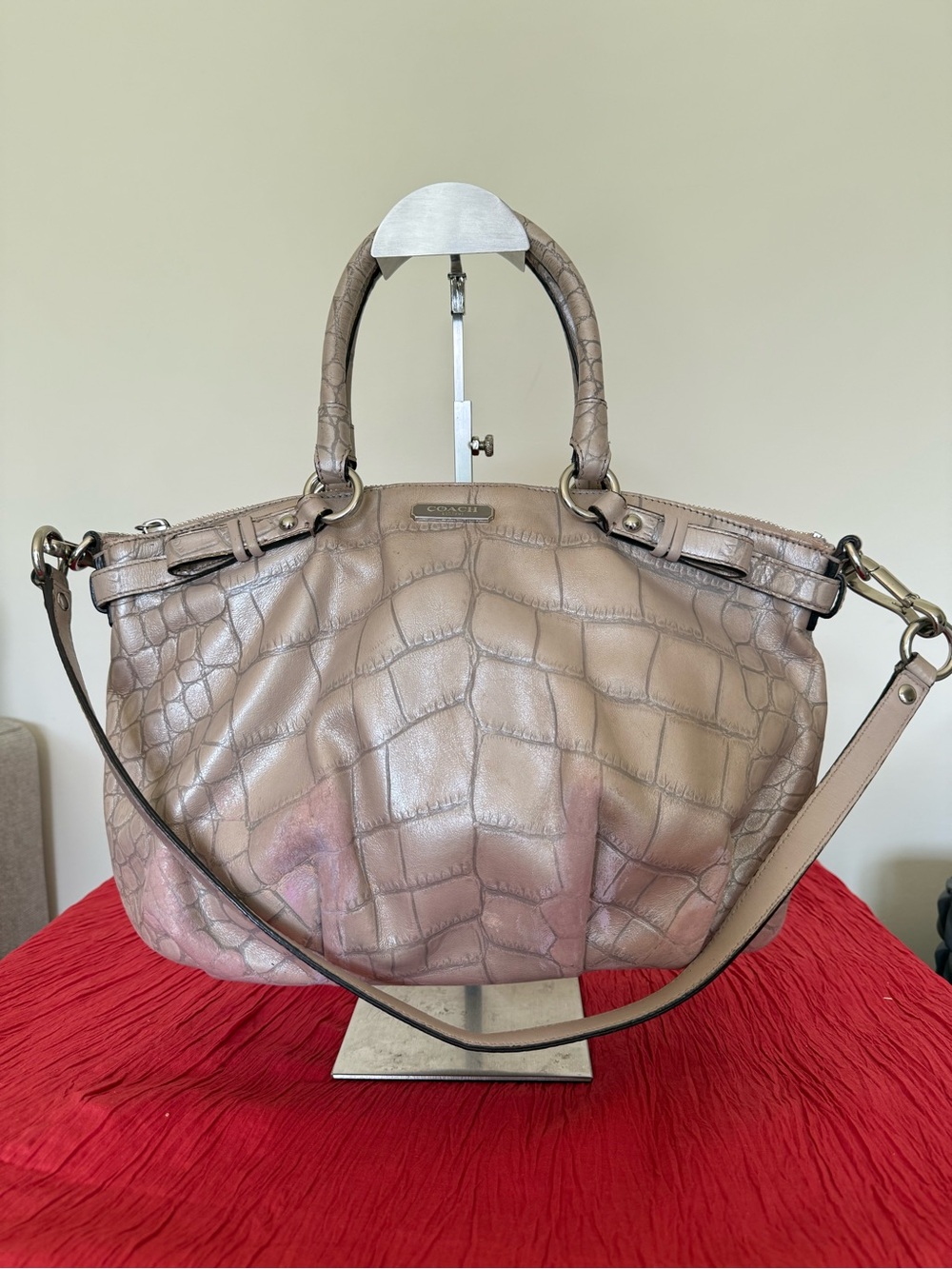 Coach Madison Lindsey Crocodile Embossed Leather Satchel